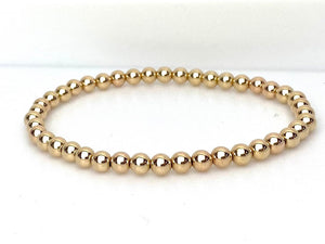 14KGF 75" 5.0mm Beaded Stretchy Bracelet, Sku#4014750E75L