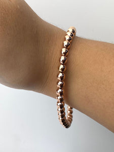 14KRGF 8.0" 5.0mm Beaded Stretchy Bracelet, Sku#4814750E80L