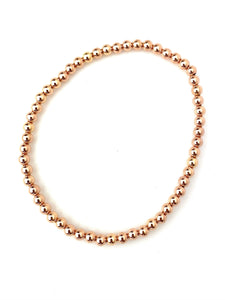 14KRGF 8.0" 4.0mm Beaded Stretchy Bracelet, Sku#4814740E80L