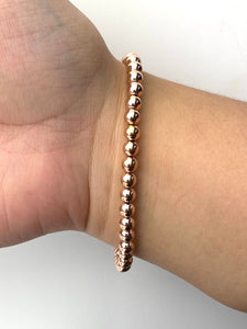 14KRGF 75" 5.0mm Beaded Stretchy Bracelet, Sku#4814750E75L