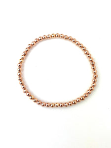 14KRGF 7.5" 4.0mm Beaded Stretchy Bracelet, Sku#4814740E75L