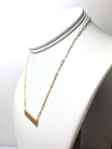 16” 14K Gold Filled Paperclip Chain Bar Necklace w/ 2” Extender, Sku#401890116LX