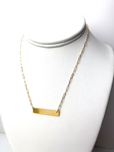 16” 14K Gold Filled Paperclip Chain Bar Necklace w/ 2” Extender, Sku#401890116LX