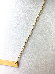 16” 14K Gold Filled Paperclip Chain Bar Necklace w/ 2” Extender, Sku#401890116LX