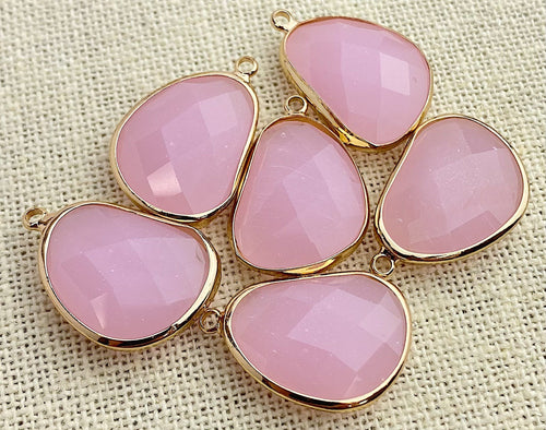 Rose Quartz Gold Plated Charm Sku#M1074