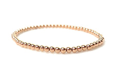 14k rose gold filled 6.5” 3.0mm beaded stretchy bracelet, Sku#4814730E65L