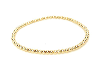 14KGF 7.5" 3.0mm Beaded Stretchy Bracelet, Sku#4014730E75L