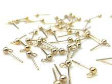14KGF 3.0mm Ball Earring w/Ring, Sku#4006231R