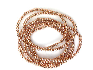 14KRGF 8.0" 4.0mm Beaded Stretchy Bracelet, Sku#4814740E80L