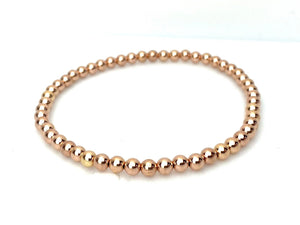 14KRGF 7.5" 4.0mm Beaded Stretchy Bracelet, Sku#4814740E75L