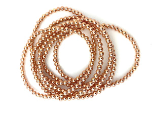 14KRGF 7.5" 4.0mm Beaded Stretchy Bracelet, Sku#4814740E75L