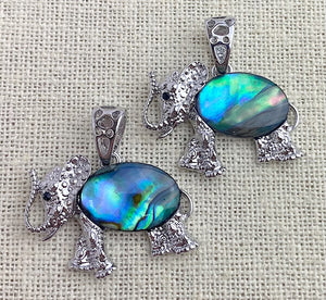 Sterling Silver Abalone Elephant Pendant