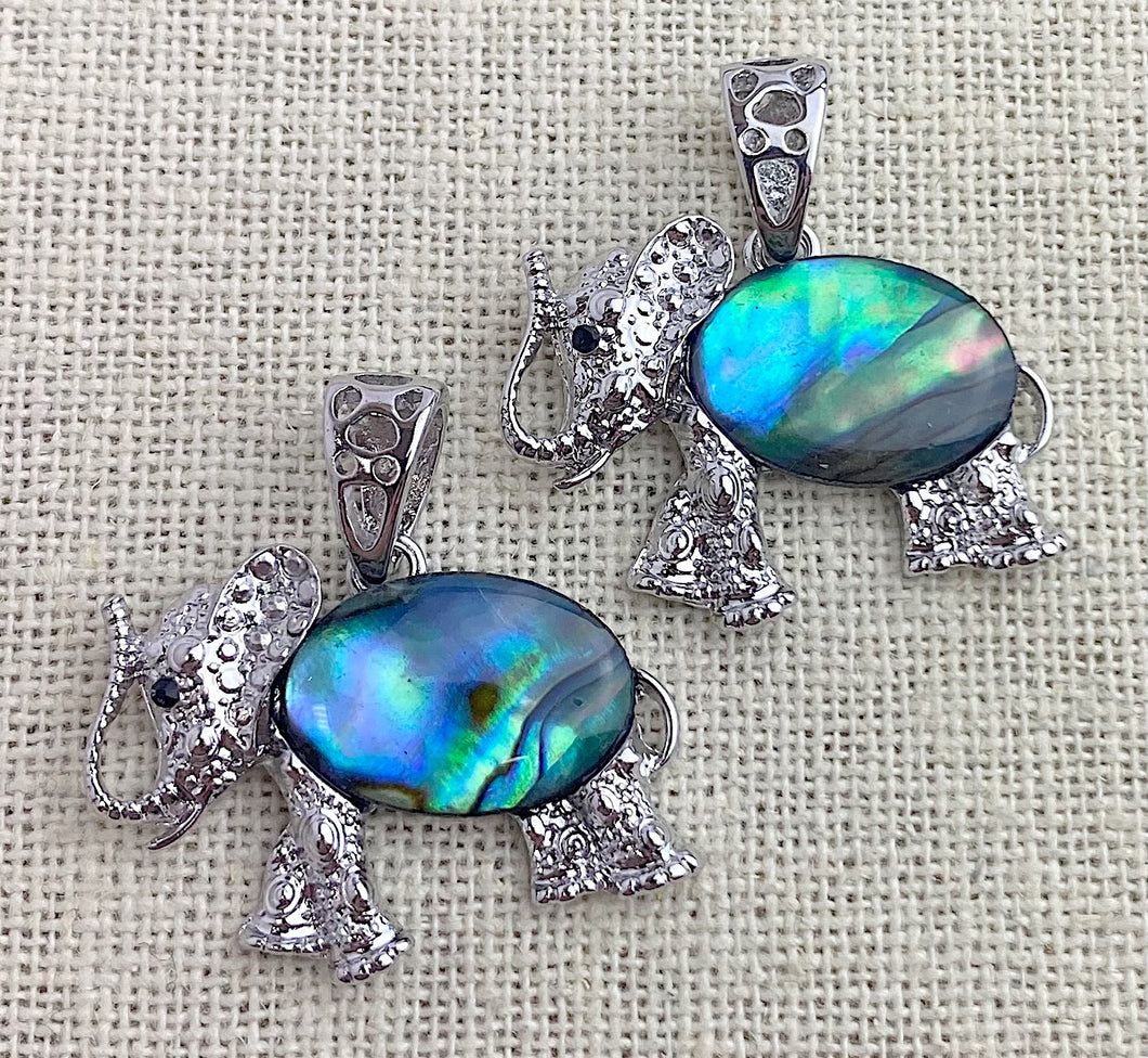 Sterling Silver Abalone Elephant Pendant