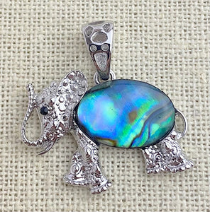 Sterling Silver Abalone Elephant Pendant