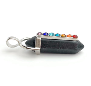 Silver Plated Black Stone Pendant