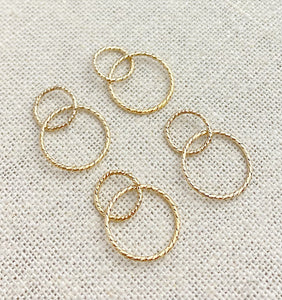 14k Gold Filled Sparkle Interlocking Rings 15&10mm