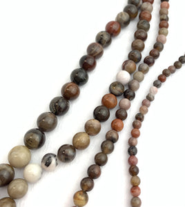Tree-Fossil Jade Bead Strand
