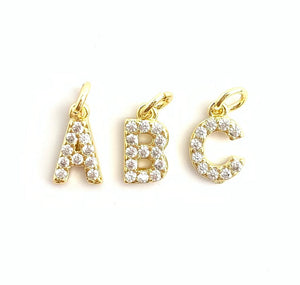 14k Gold Plated Initials with Cubic Zirconia