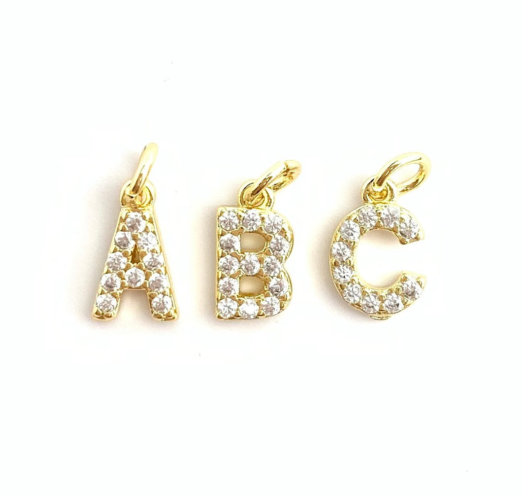 14k Gold Plated Initials with Cubic Zirconia