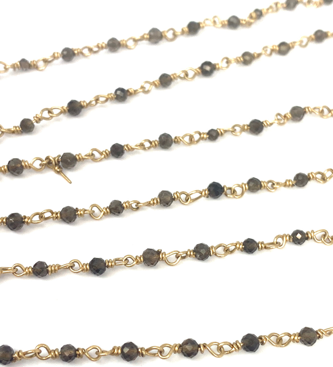 Smoky Gemstone 14KGF Chain