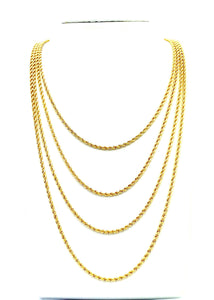 14KGF French Rope Chain Necklace 18” 20” 22” 24” , 2.5mm