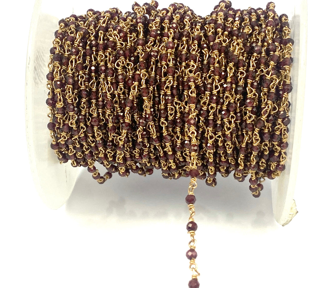 Garnet Gemstone 14KGF Chain