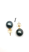 Tahitian pearl earring stud with 14KGF ear backings, SKU#070782