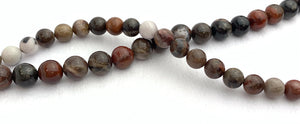 Tree-Fossil Jade Bead Strand
