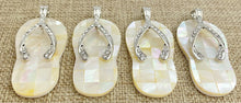 Mother of Pearl Silver Plated Crystal Slipper Pendant Sku#M781