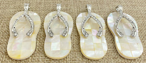 Mother of Pearl Silver Plated Crystal Slipper Pendant Sku#M781