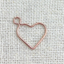 14k Rose Gold Filled Wire Heart w/Ring 15.5mm