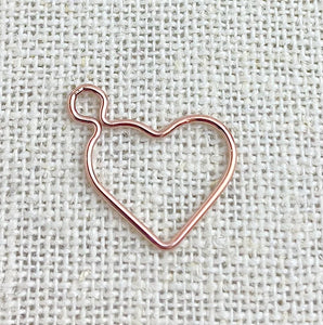14k Rose Gold Filled Wire Heart w/Ring 15.5mm