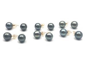 Tahitian pearl earring stud with 14KGF ear backings, SKU#070782