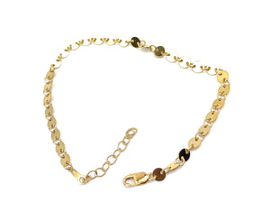 14KGF 6.5 inch 4mm Round Sequin Disc Chain w/ extender , Sku#401716065LX