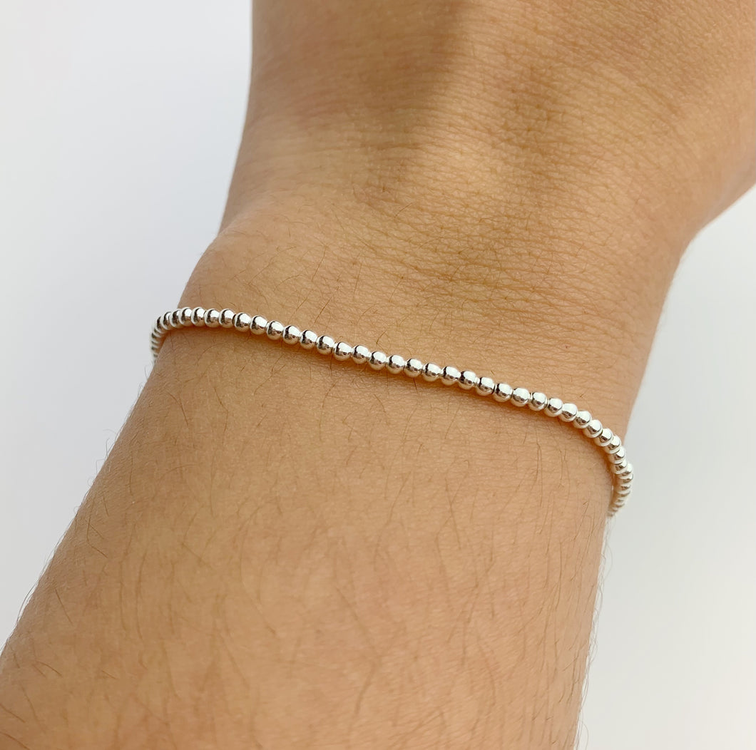 Sterling Silver Beaded Stretchy Bracelet