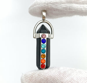 Silver Plated Black Stone Pendant