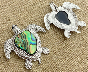Abalone Sterling Silver Turtle Pendant