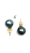 Tahitian pearl earring stud with 14KGF ear backings, SKU#070782