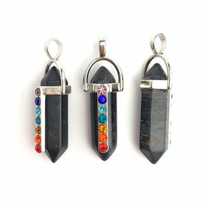 Silver Plated Black Stone Pendant