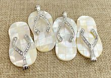 Mother of Pearl Silver Plated Crystal Slipper Pendant Sku#M781