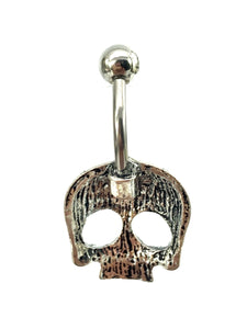 Stainless steel curve bar , skull belly ring, SKU# NBR003-2