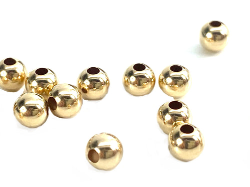 14K Solid Gold 4mm Round Beads, Sku#064brp10400000 HMF1040A