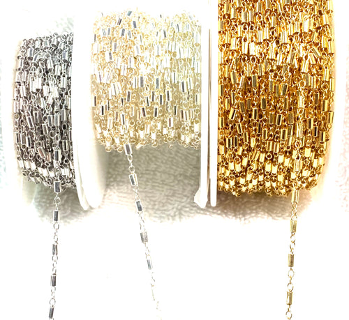 Bar Chain 3 + 1 , 14k Gold Filled, Sterling Silver, 14k Rose Gold Filled, Rhodium,  Sku#SM1121