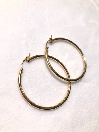 14KGF Hoop Earrings 2x42mm