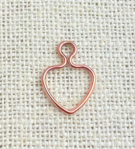 14k Rose Gold Filled Wire Heart w/Ring
