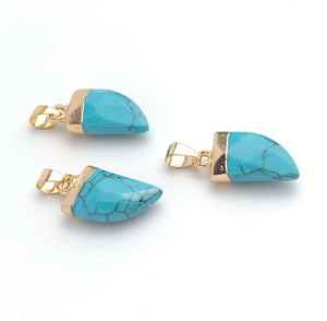 Gold Plated Turquoise Pendant Man Made
