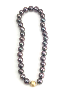 Aubergine AAA / AA with 14K gold & 18K diamond ball clasp pearl necklace , SKU# 070776