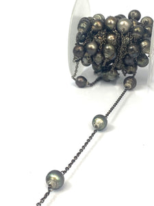 Tahitian Pearls , Sterling Silver Chain