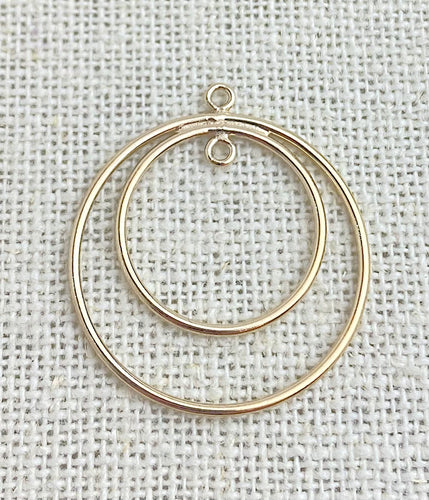 14k Gold Filled 25mm&18mm Round Drop w/Ring