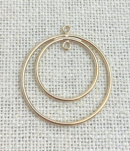 14k Gold Filled 25mm&18mm Round Drop w/Ring